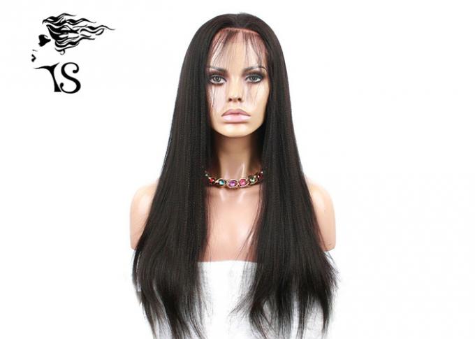 De Yaki pelucas rectas humanas pesadas negras naturales del frente del cordón derecho con el pelo del brasileño del 100%