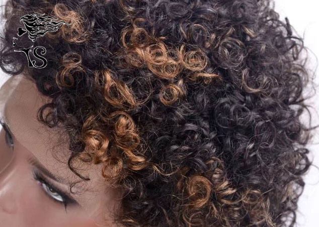 Cabello humano lleno de las pelucas de cordón de Remy del indio rizado rizado corto para las mujeres afroamericanas