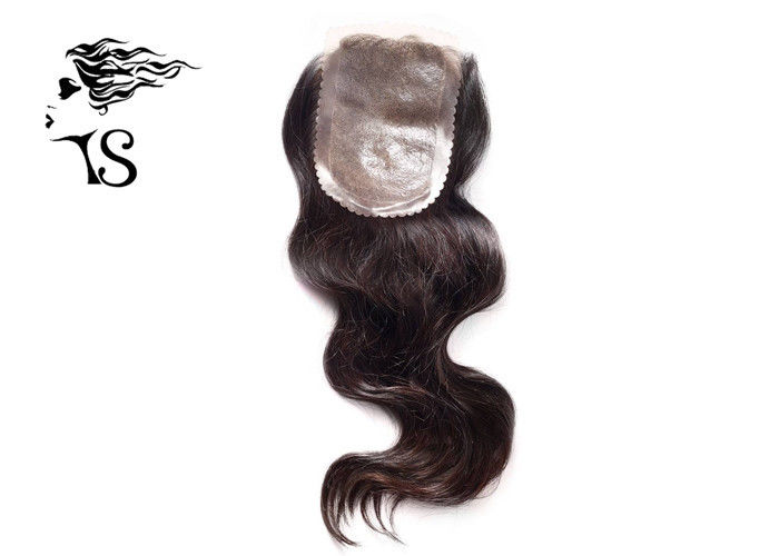 Skin Base Lace Front Human Hair Toppers , Water Wave Silk Frontal Hair Pieces